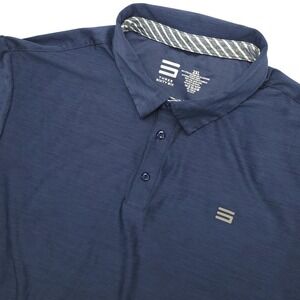 Three Sixty Six Polo Shirt Mens 2XL Blue Solid Stretch Tagless Performance Golf